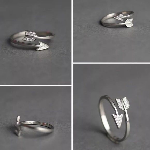 LUCCA Silver Arrow Adjustable Ring Stamped 925 - Picture 4 of 7